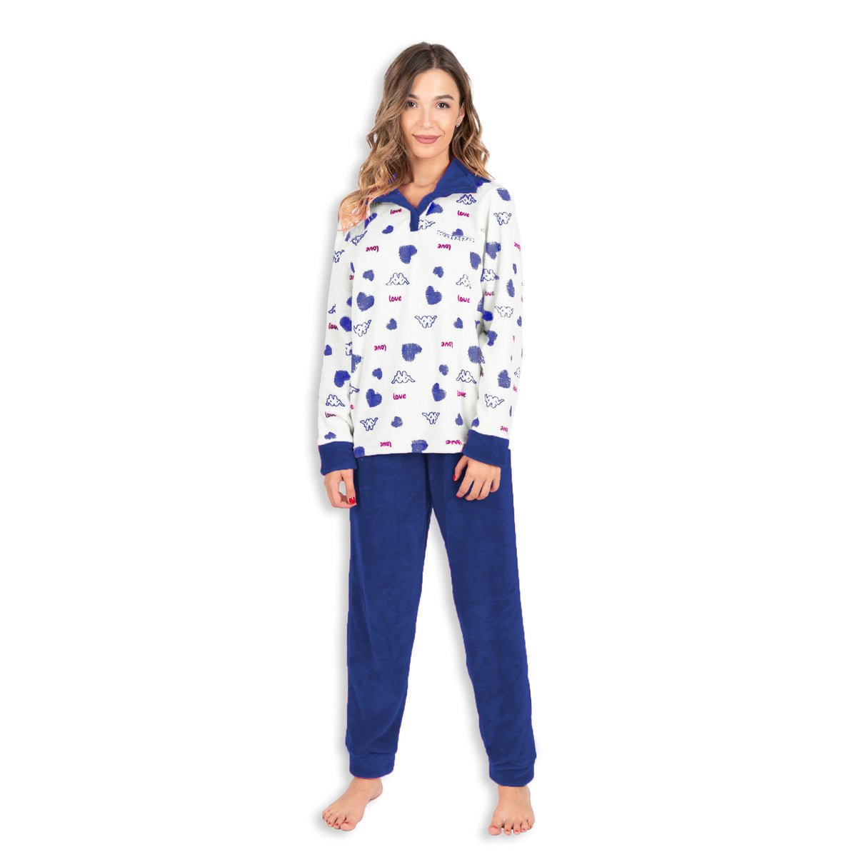 Pigiama donna coral caldissimo morbido Kappa 21703 panna