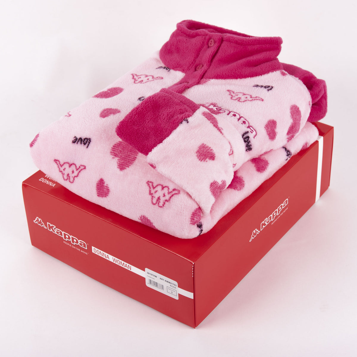 Pigiama donna coral caldo morbido a collo alto Kappa 21703 rosa