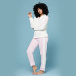 Pigiama donna coral caldissimo felpa mezza zip Kappa 21707 rosa panna