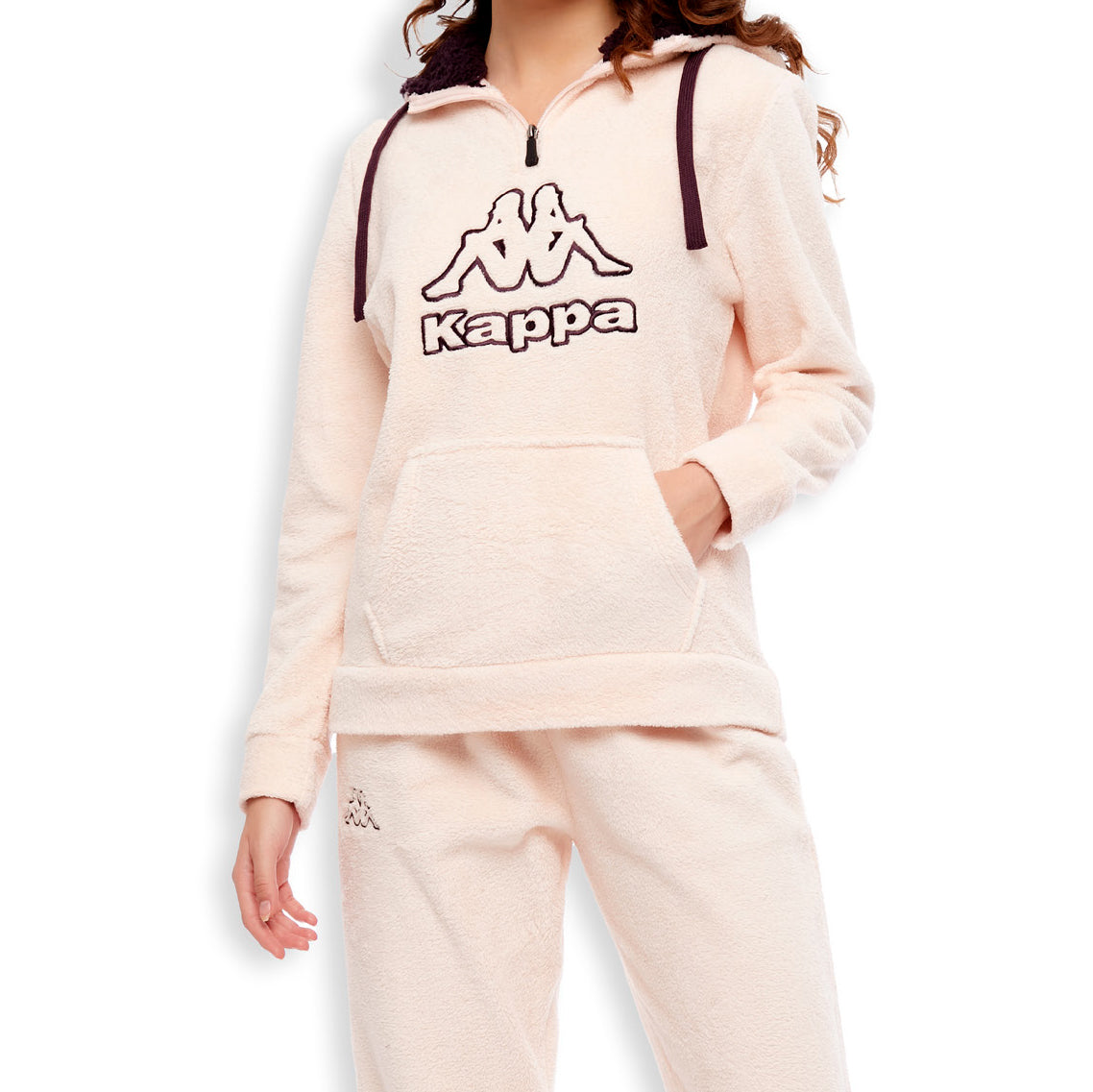 Pigiama ragazza coral caldissimo rosa con cappuccio Kappa 22267-Y