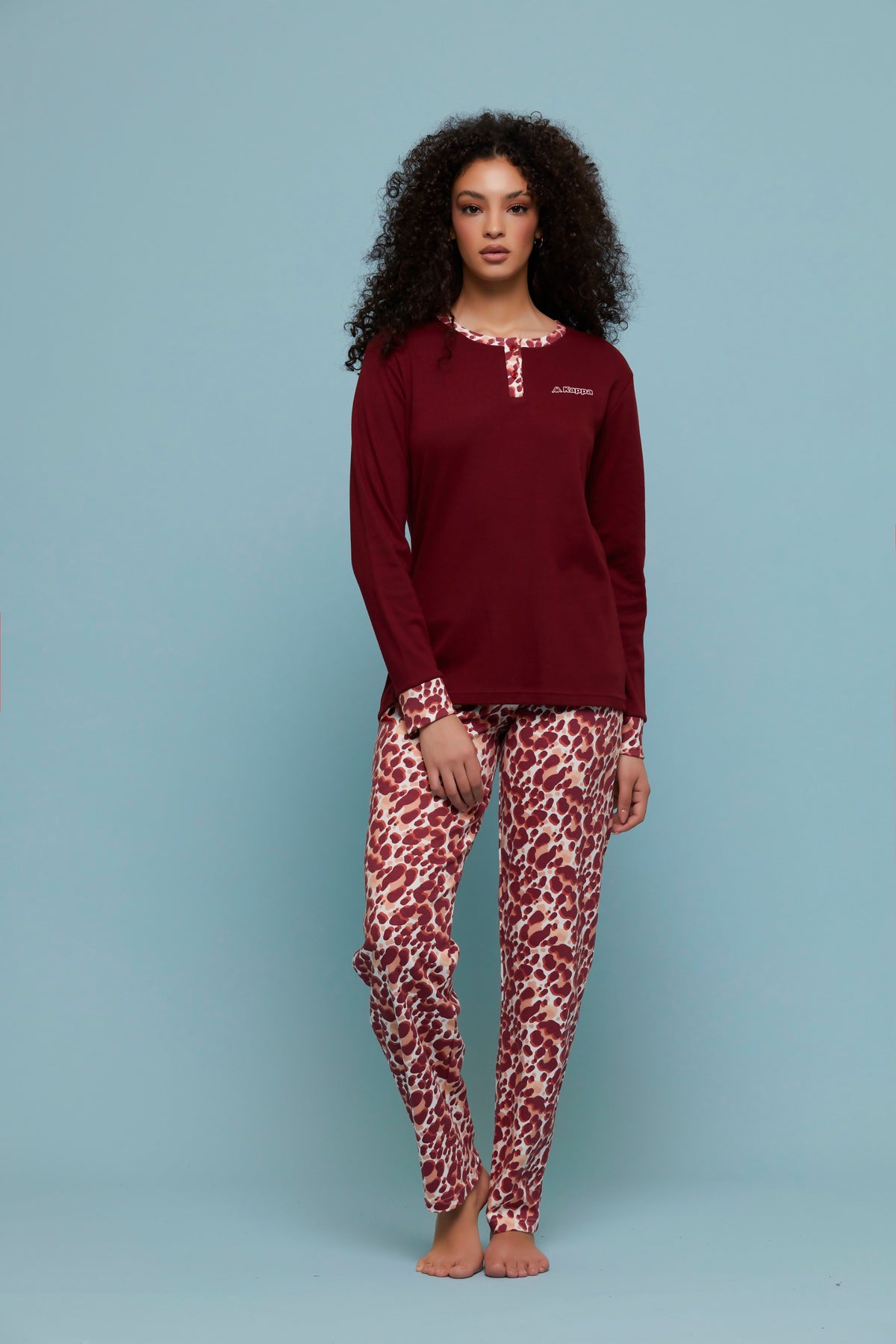 Pigiama donna caldo cotone leopardato Kappa KWW 23001