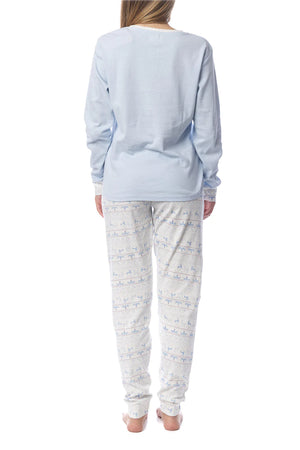Pigiama donna invernale Kappa KWW22211 caldo cotone celeste