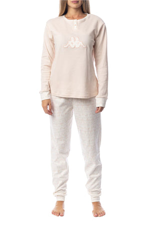 Pigiama donna invernale Kappa KWW22211 caldo cotone cipria