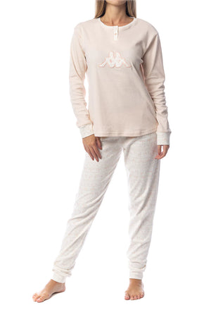 Pigiama donna invernale Kappa KWW22211 caldo cotone cipria