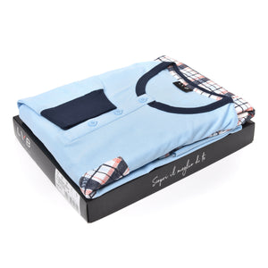 Pigiama uomo Lovable L0CPY 100% cotone scozzese celeste