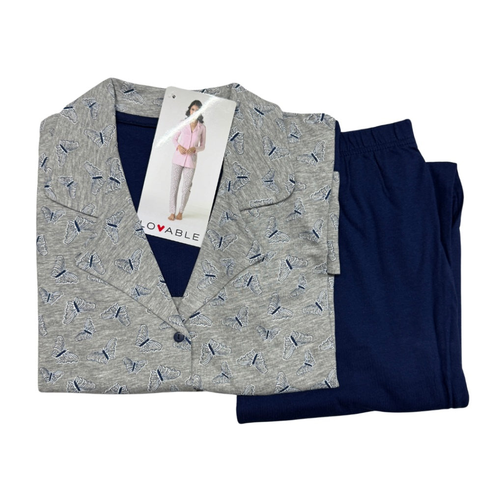 Pigiama donna aperto Lovable L0D6N cotone grigio