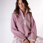 Pigiama donna in caldo pile sherpa maglia scollo a serafino con zip Lovable L0DNK