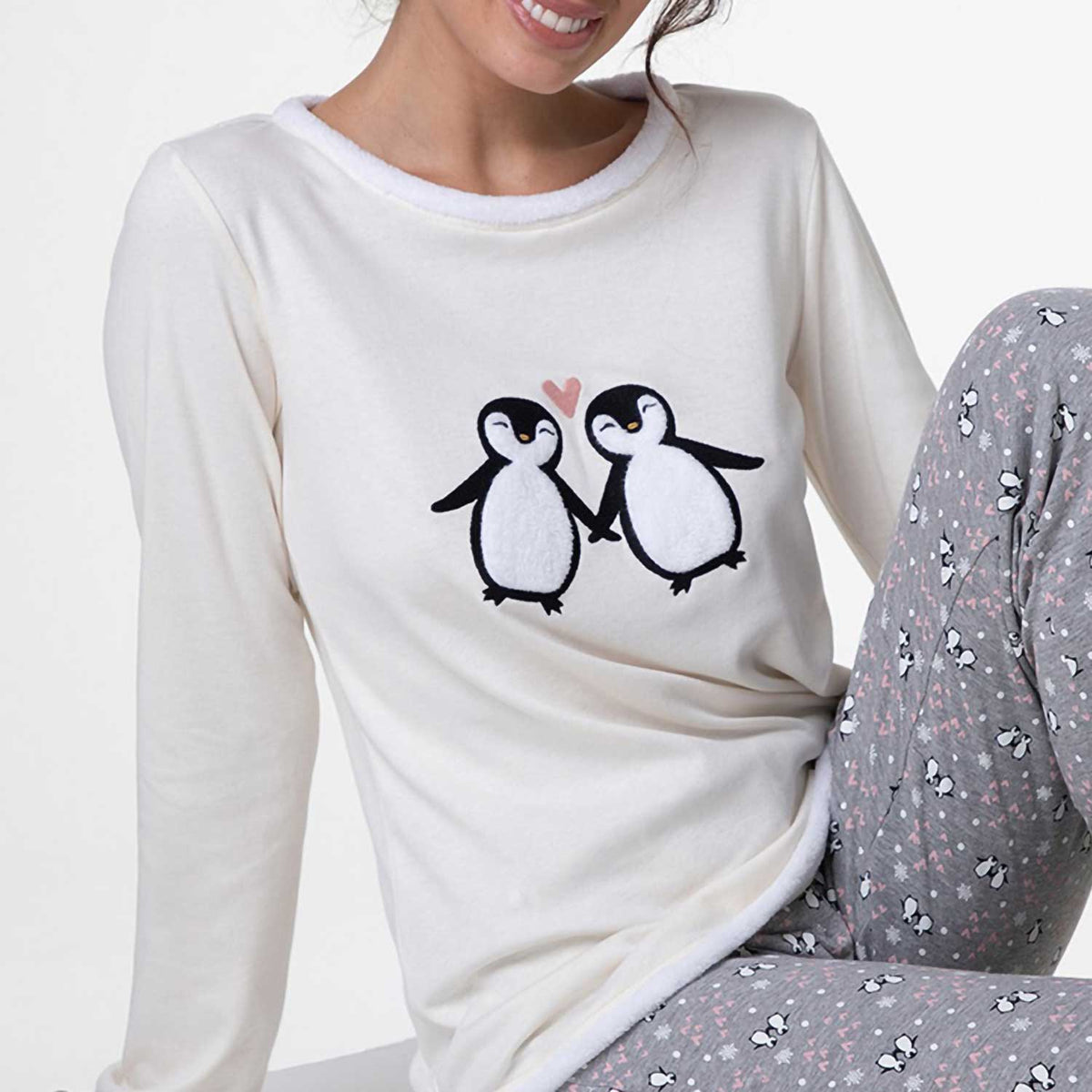 Pigiama donna pinguino caldo cotone Lovable L0AE9I