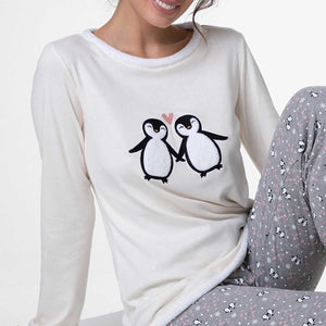 Pigiama donna pinguino caldo cotone Lovable L0AE9I