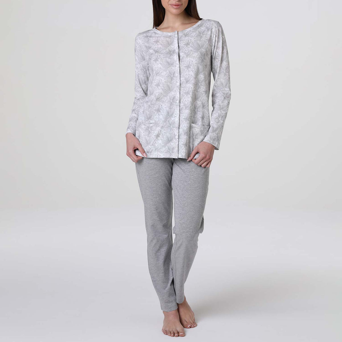 Pigiama donna maglia aperta in cotone leggero Lovable L0EQH
