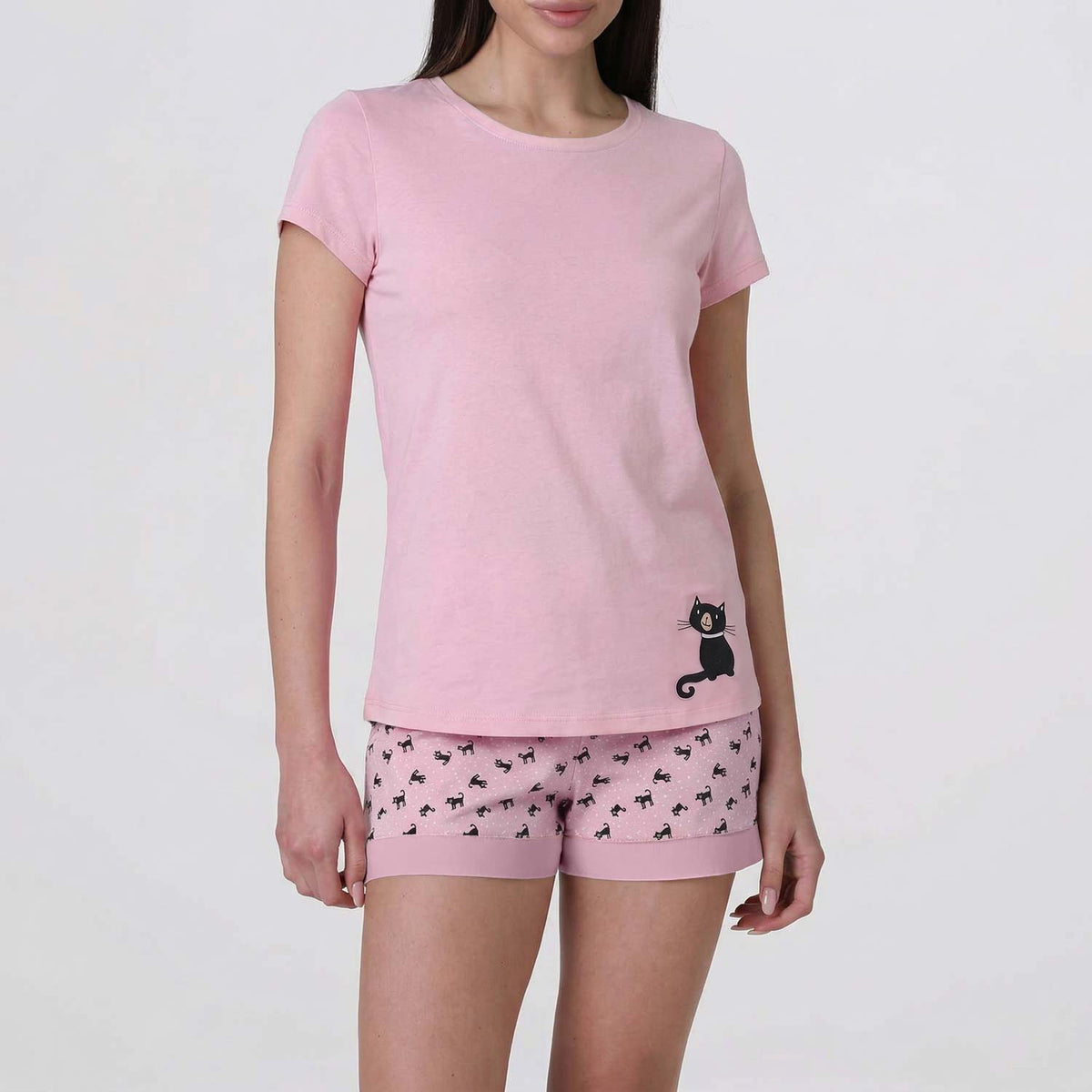 Pigiama donna con gatto 100% cotone Lovable L0EQM