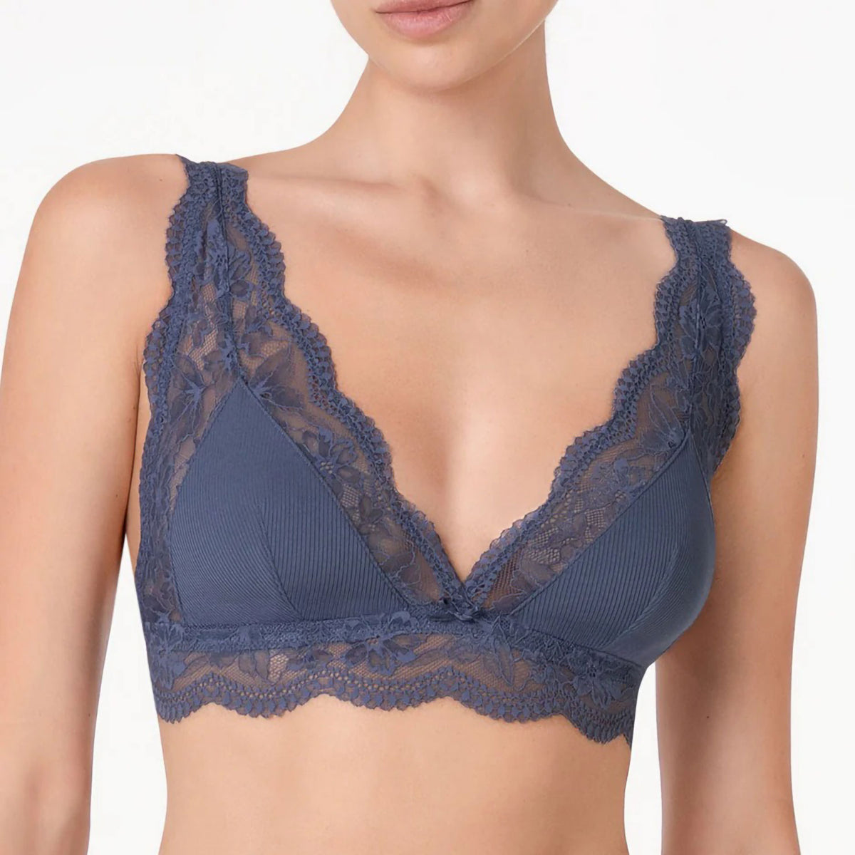 Bralette a triangolo senza ferretto in microfibra e pizzo Lovable L0EWR
