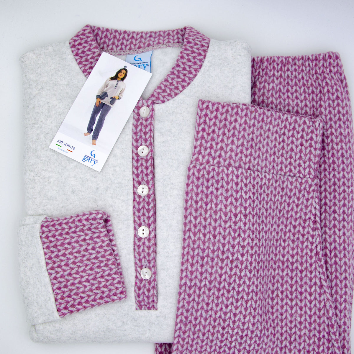 Pigiama Donna Gary H50170 Punto Milano 5 Bottoni