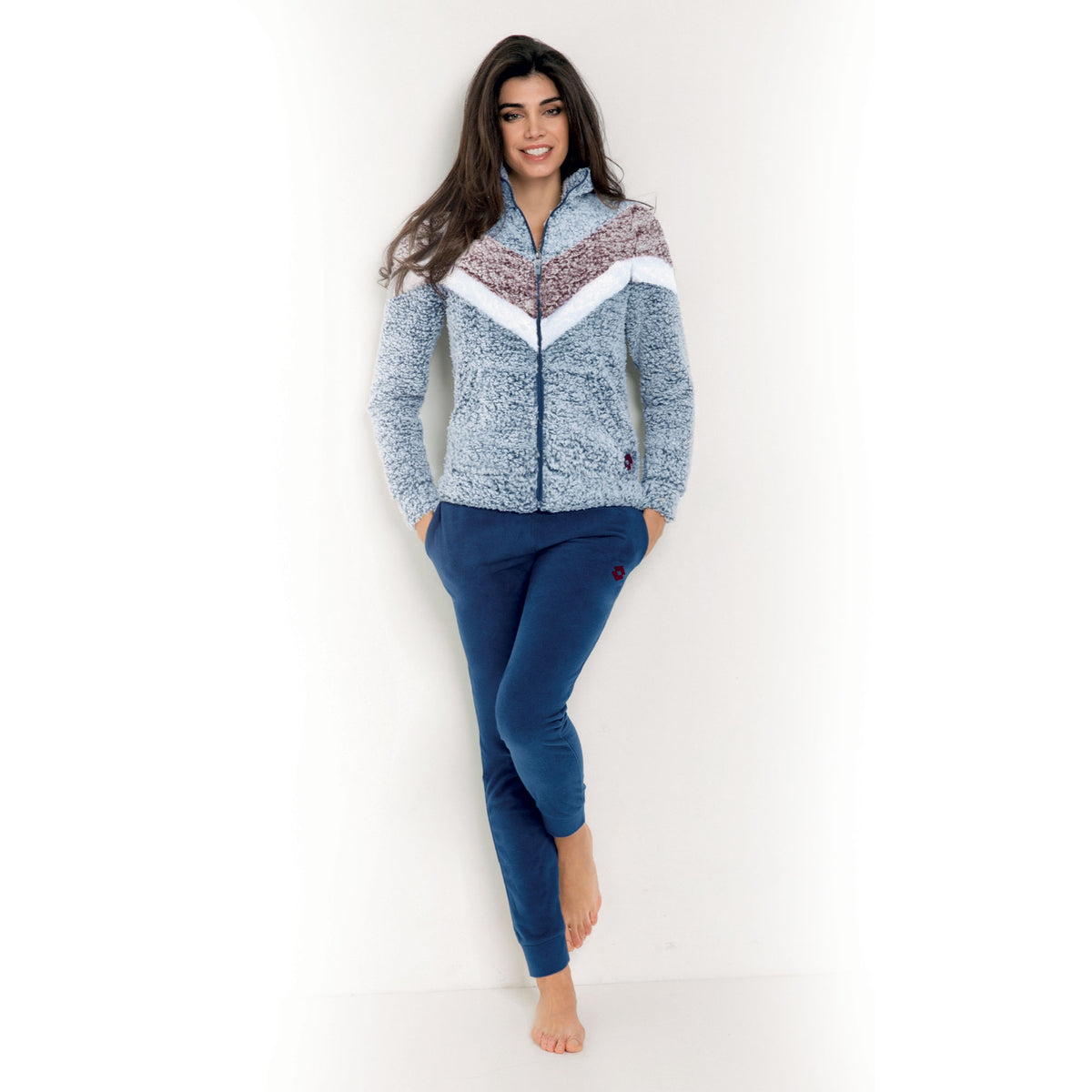 Pigiama Lotto LA3031 donna in pile sherpa blu