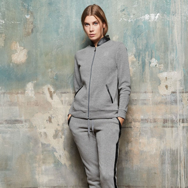 Tuta donna invernale Laura Biagiotti 96460 cotone felpato aperta grigio melange