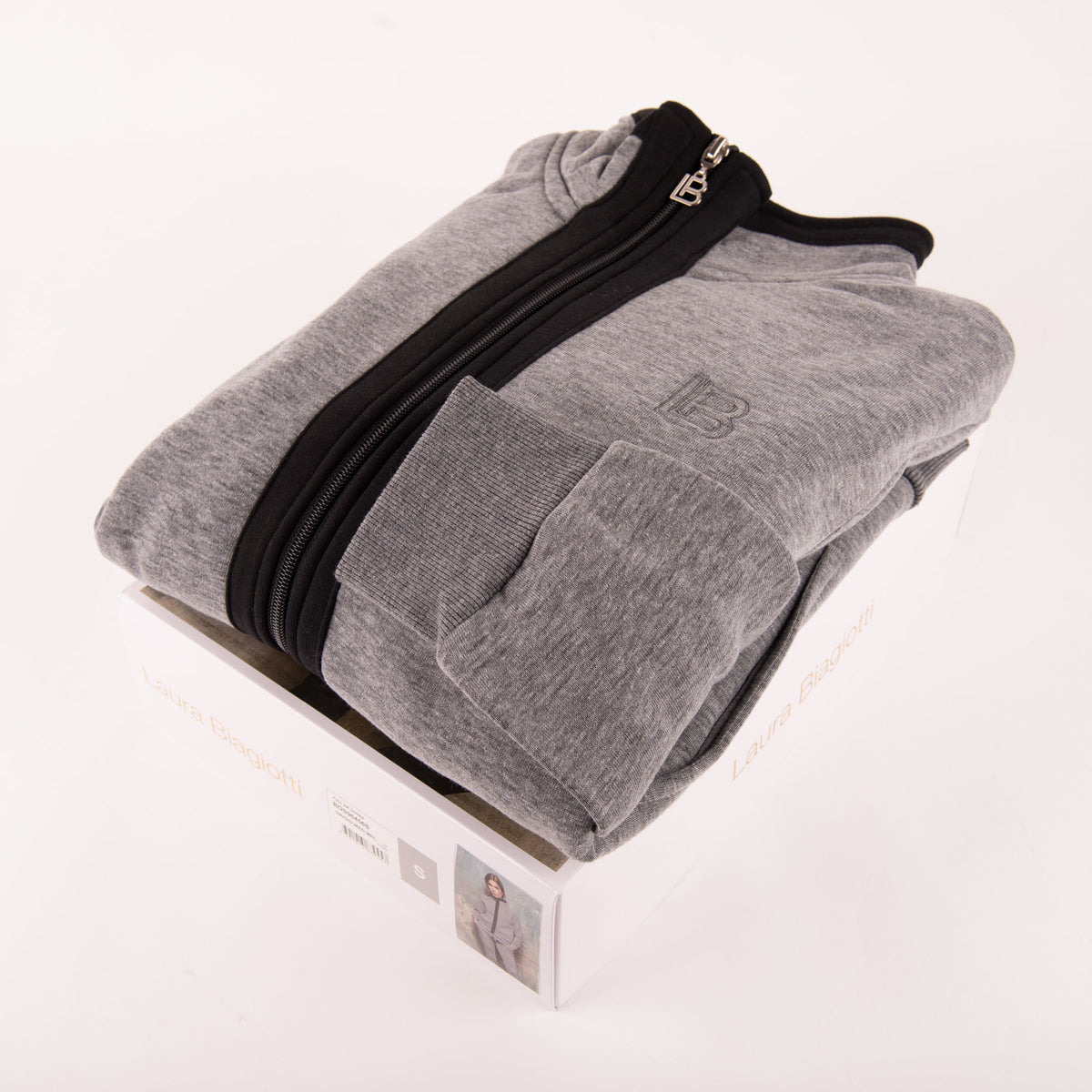 Tuta donna invernale Laura Biagiotti 96456 cotone felpato aperta grigio melange