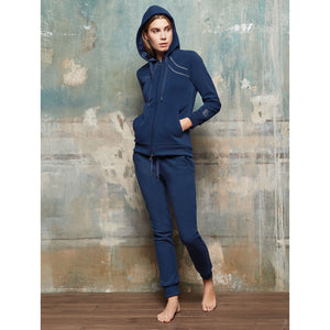 Tuta donna Laura Biagiotti 96459 cotone felpato aperta cappuccio navy