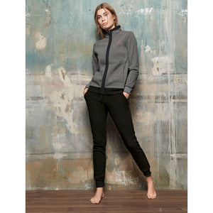 Tuta donna Laura Biagiotti 96466 cotone felpato aperta grigio melange/nero