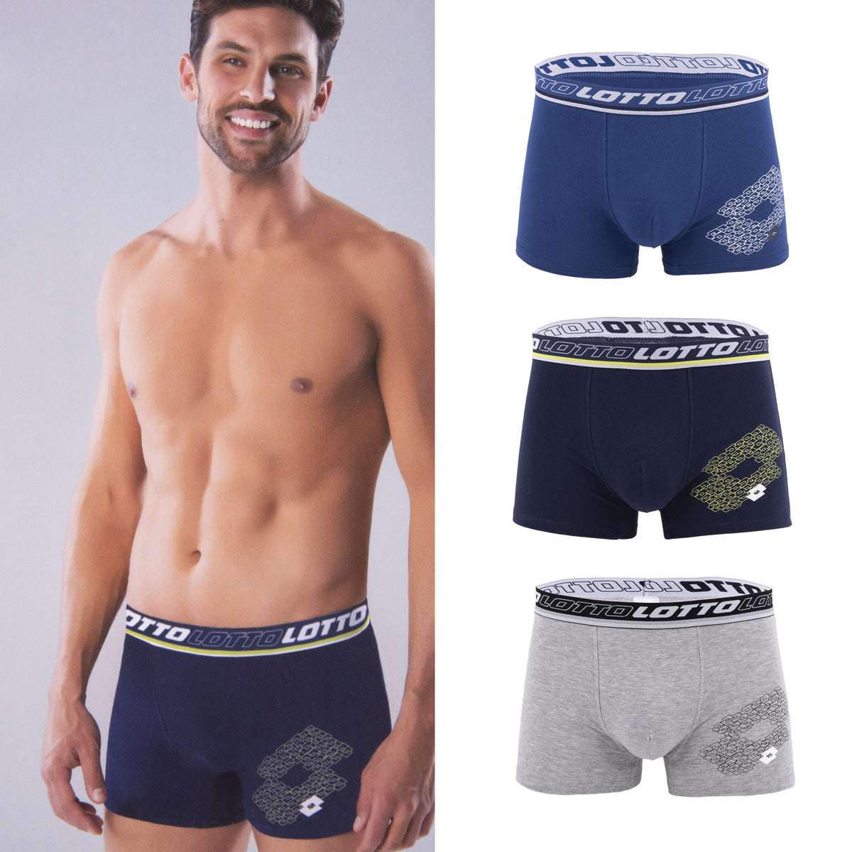 Boxer uomo moda lotto LB1268 cotone elasticizzato 3 pz