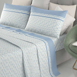 Completo letto 100% cotone Irge Ginevra fantasia Amabel azzurro