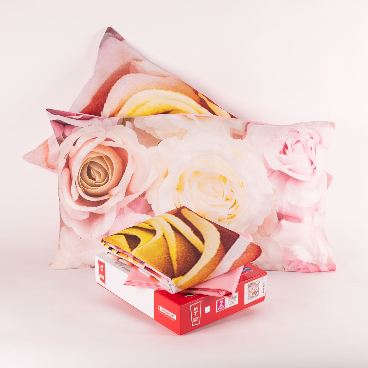 Lenzuola letto matrimoniale Biancaluna set lenzuola + due federe rose Antiga