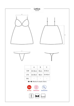 Sexy babydoll + perizoma Obsessive Letica babydoll e thong nero
