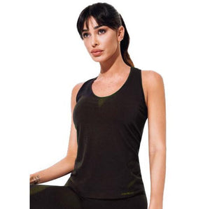 Canotta donna sportiva Jadea fitness 212685 traspirante nero / lime