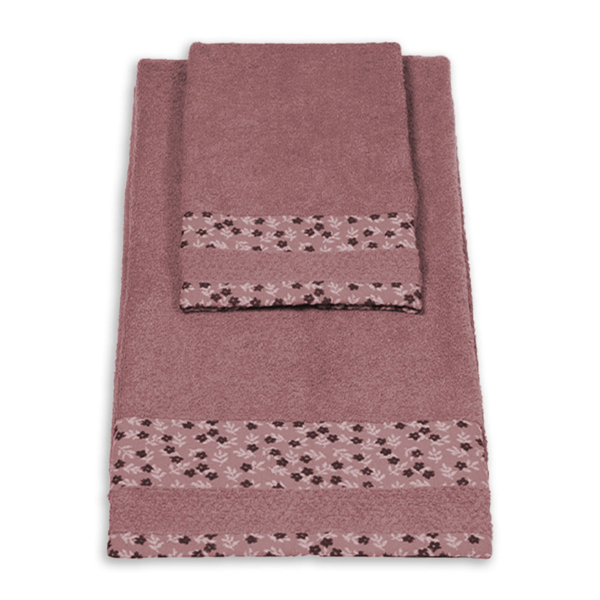 Vingi set asciugamani viso + ospite cotone Liriana bordeaux