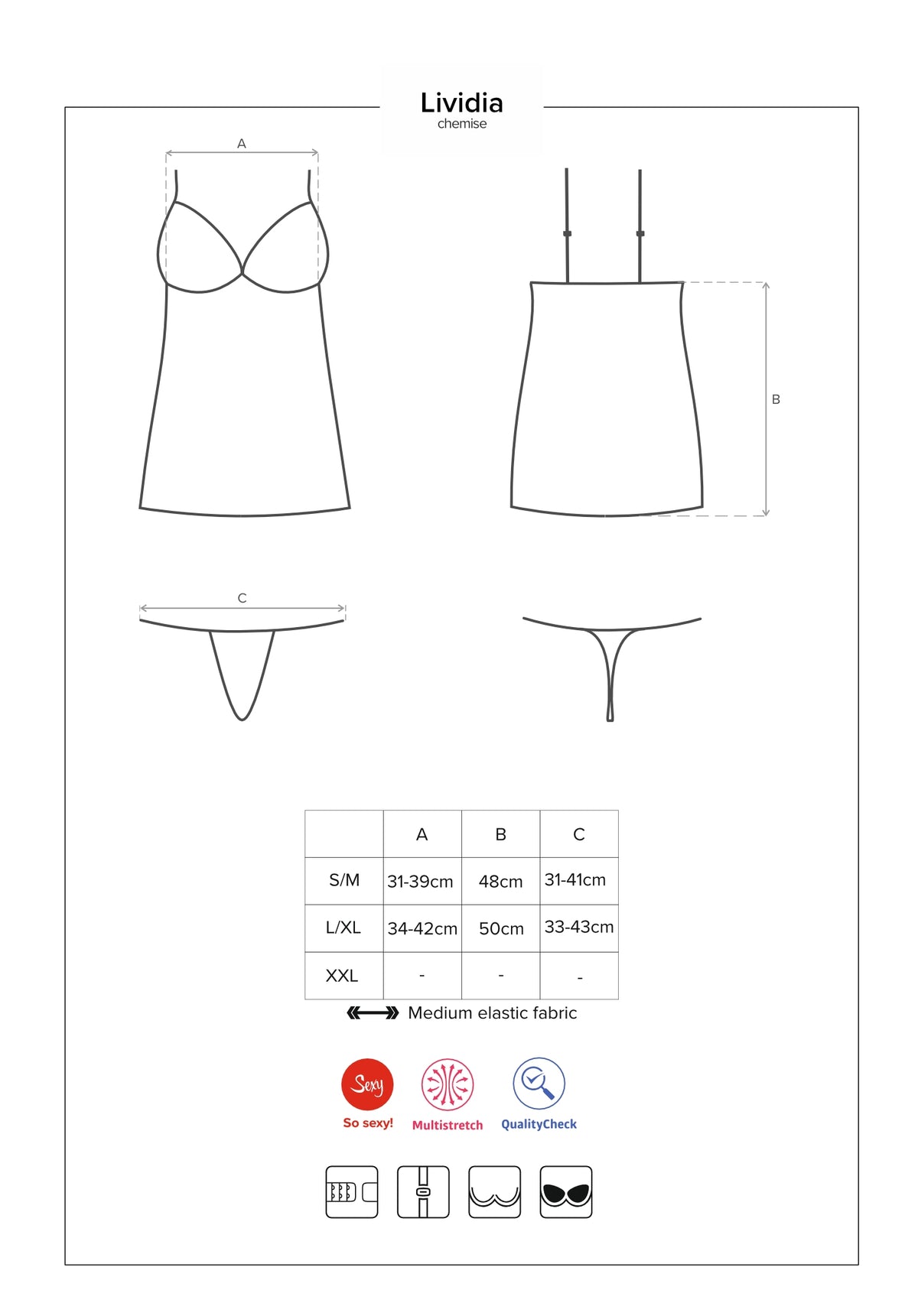 Sexy sottoveste + perizoma obsessive lividia chemise e thong