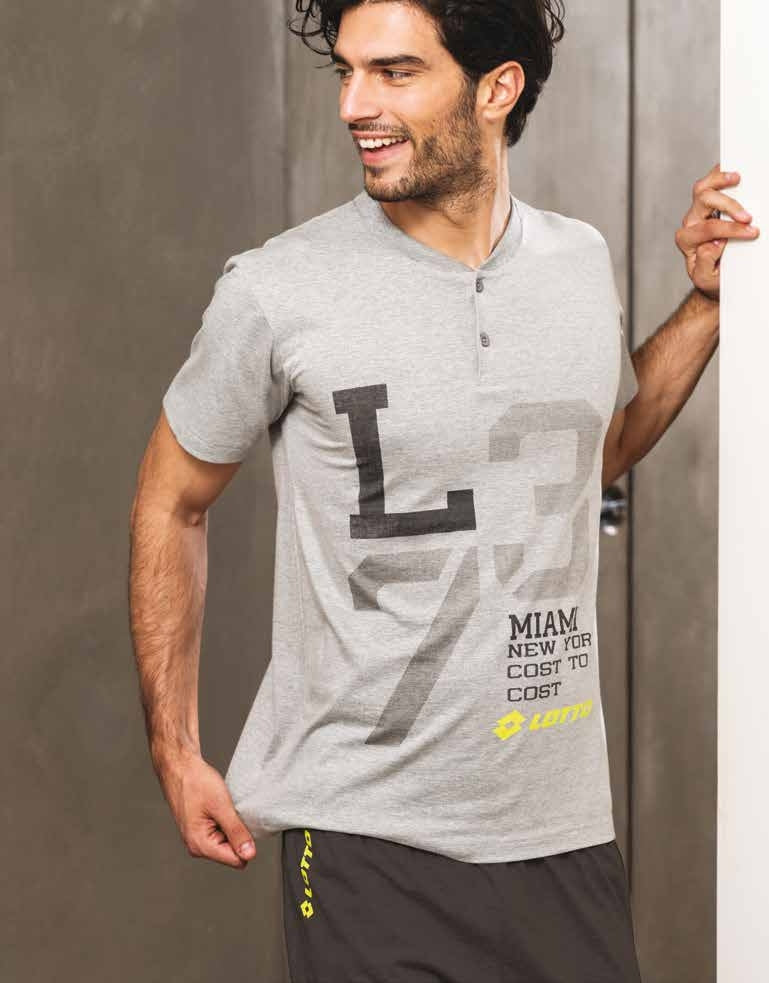 Pigiama uomo Lotto lp5023 maniche corte pantaloncino cotone grigio