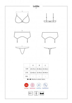 Sexy set reggiseno reggicalze e perizoma Lolitte Obsessive