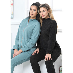 Pigiama tuta in maglia angora con zip Biancaluna art. Roma tiffany