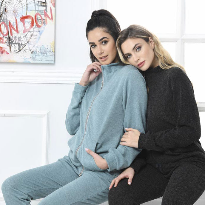 Pigiama tuta in maglia angora con zip Biancaluna art. Roma tiffany