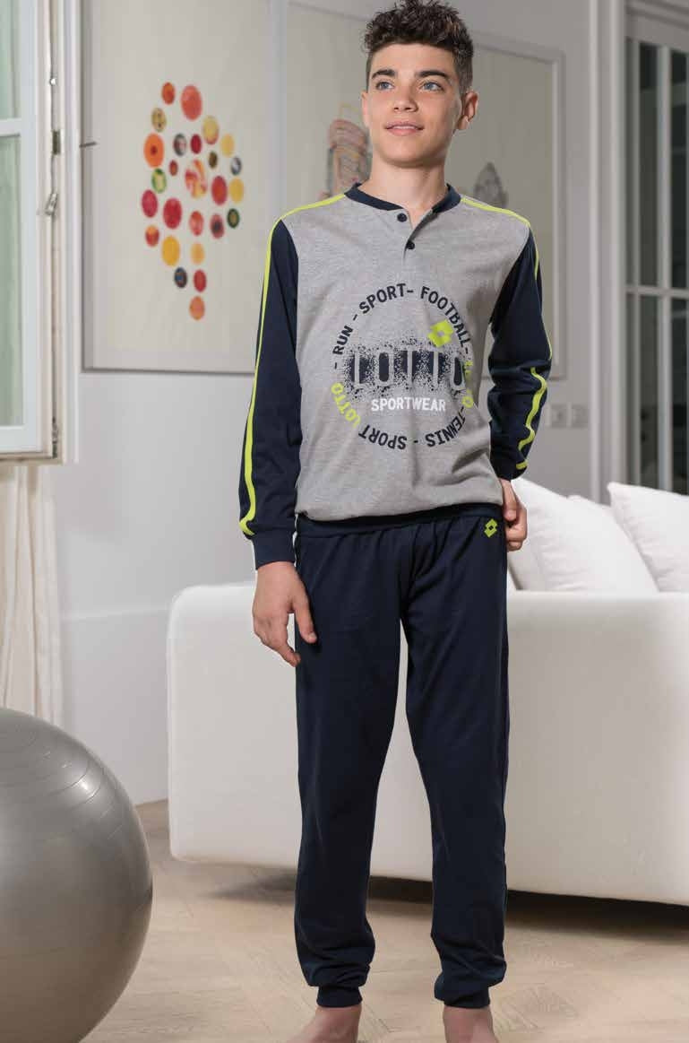 Pigiama da bambino Lotto lp7008 in cotone estivo grigio