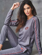 Pigiama donna tuta Lotto lp1017 invernale cotone felpato grigio