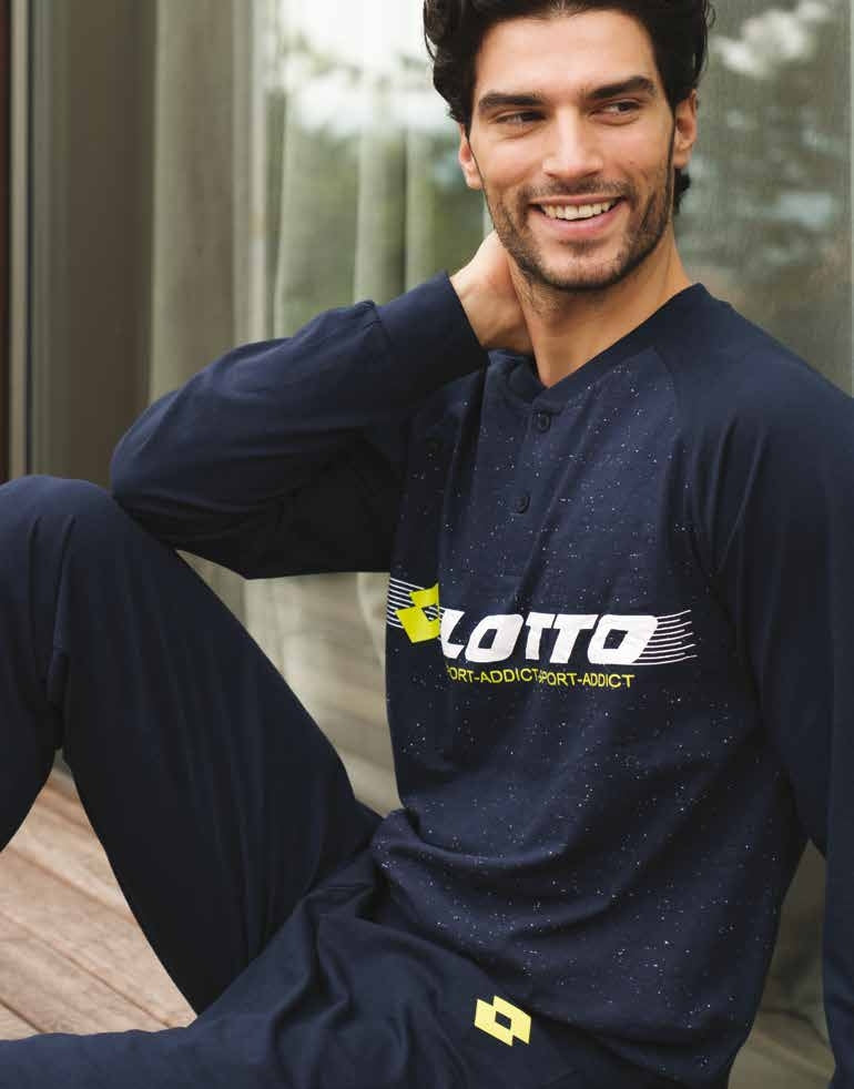 Pigiama da uomo Lotto lp4030 blu in cotone estivo