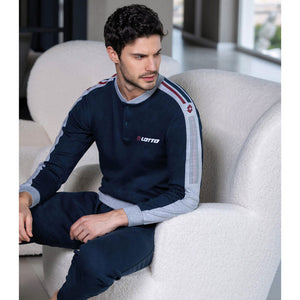 Pigiama uomo caldo cotone sportivo lotto 4065 blu