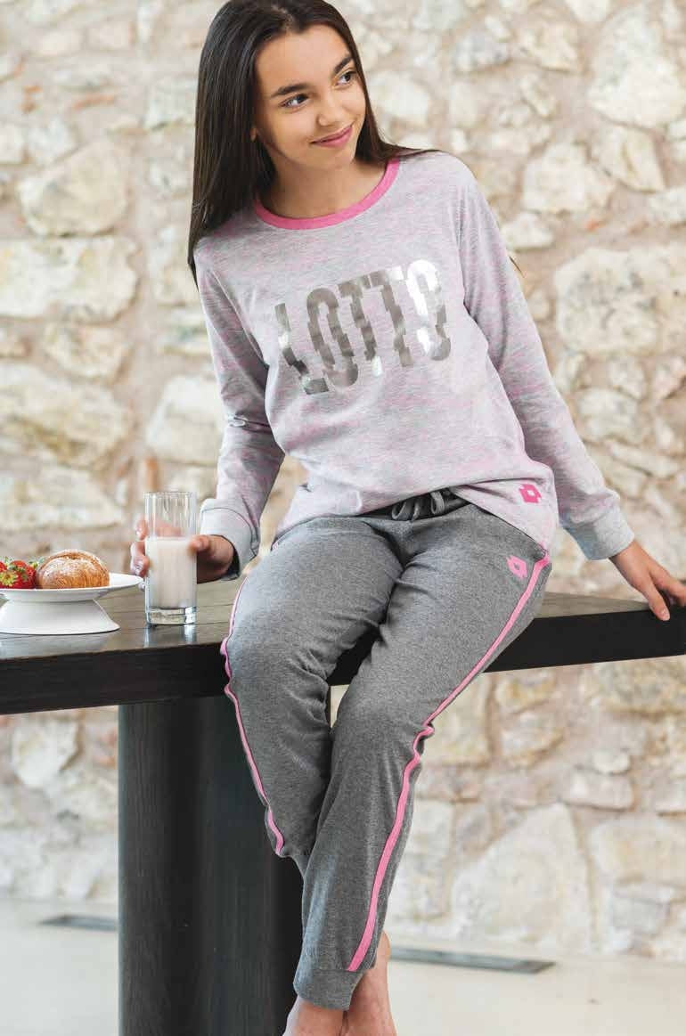 Pigiama da donna Lotto lp3010 in cotone stile tuta grigio