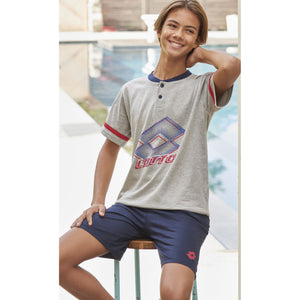 Pigiama ragazzo Lotto LP8025 corto cotone grigio melange