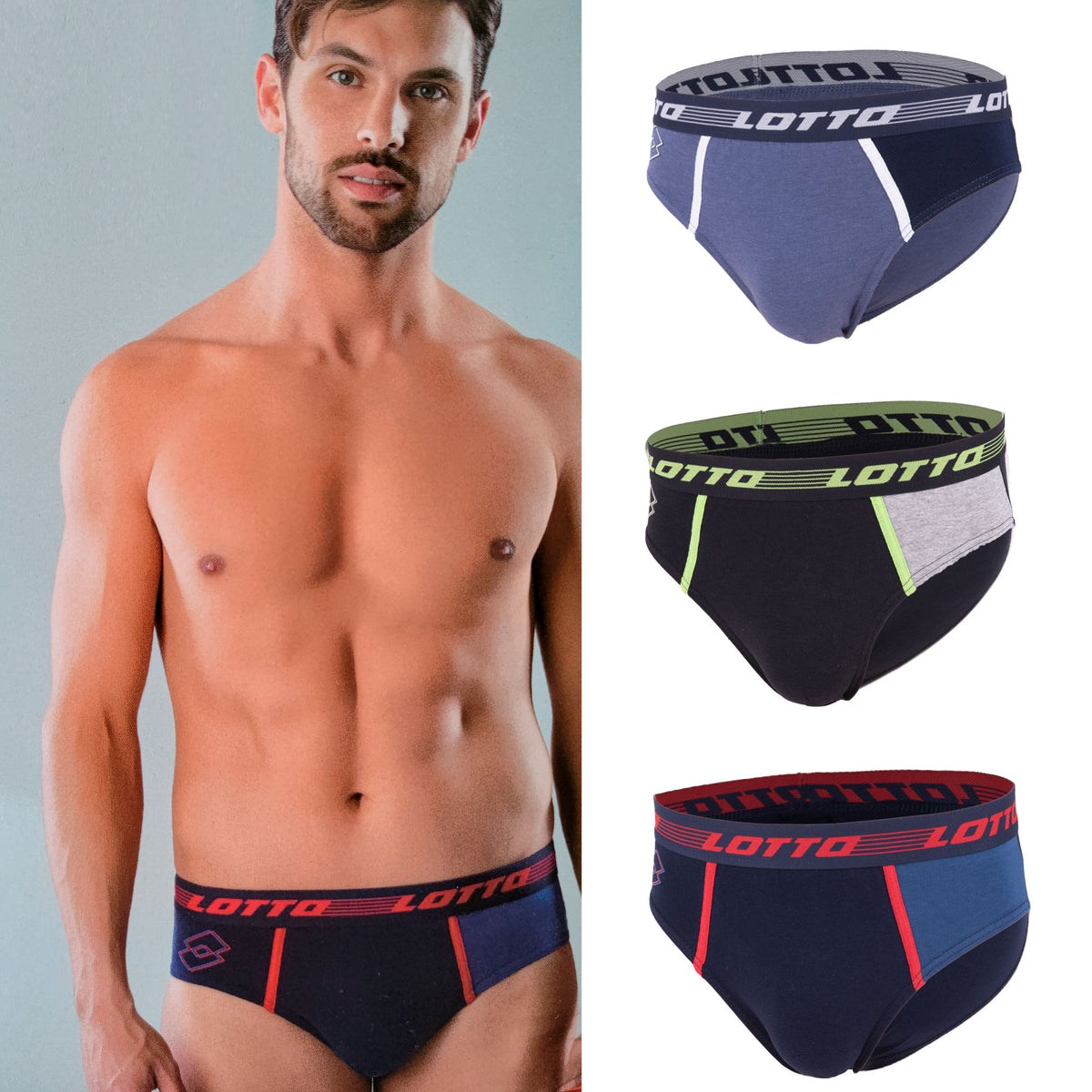 Slip uomo moda lotto LS1259 cotone elasticizzato 3 pz