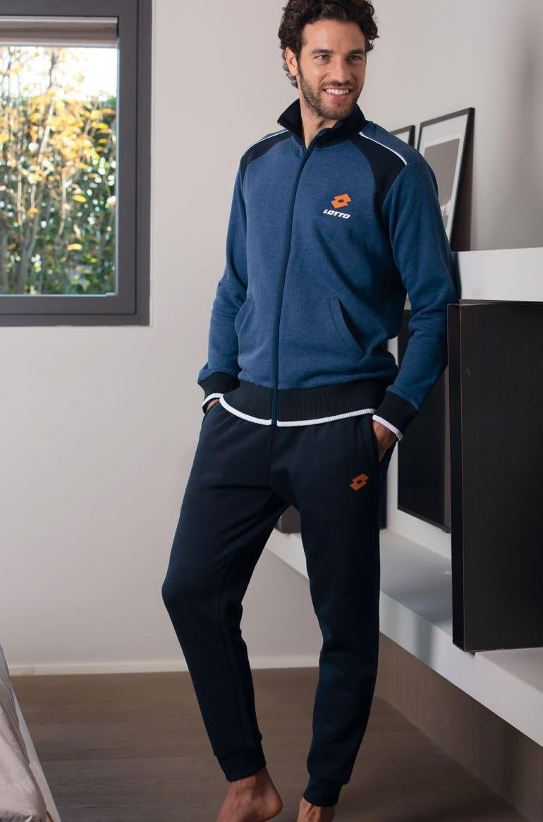 Pigiama uomo Lotto LA6025 caldo cotone felpato jeans melange
