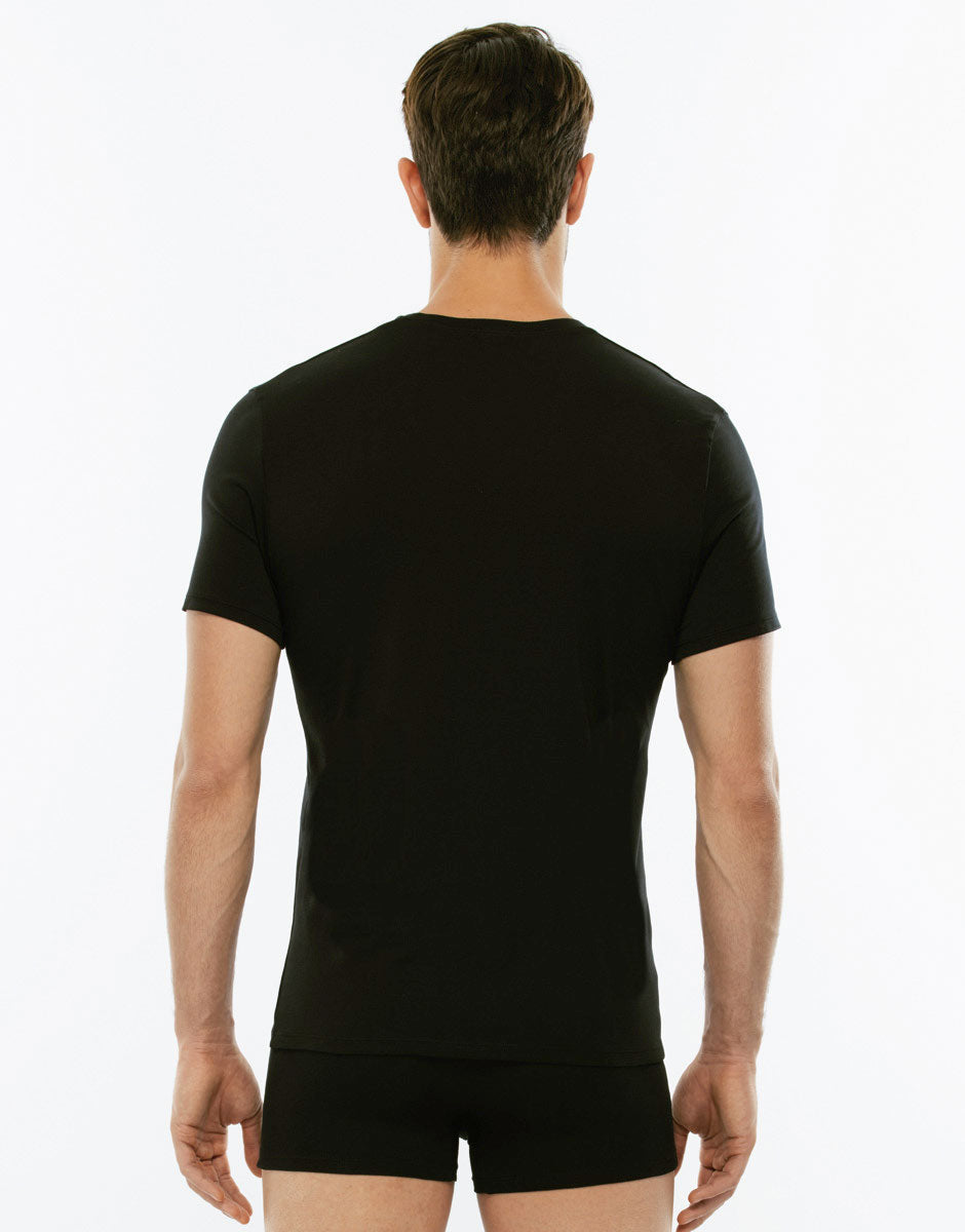Maglia uomo mezza manica Lovable LVB scollo a V stretch L05XW nero
