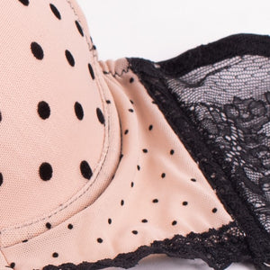 Coordinato push up e brasiliana tulle pois Love and Bra 35395 cipria nero