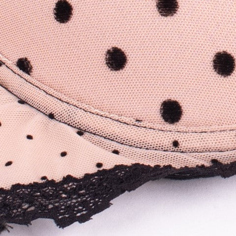 Coordinato Love and Bra balconcino e brasiliana pois 35396 cipria nero
