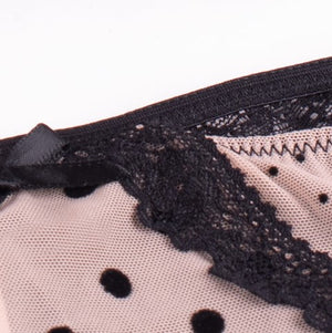 Coordinato Love and Bra balconcino e brasiliana pois 35396 cipria nero
