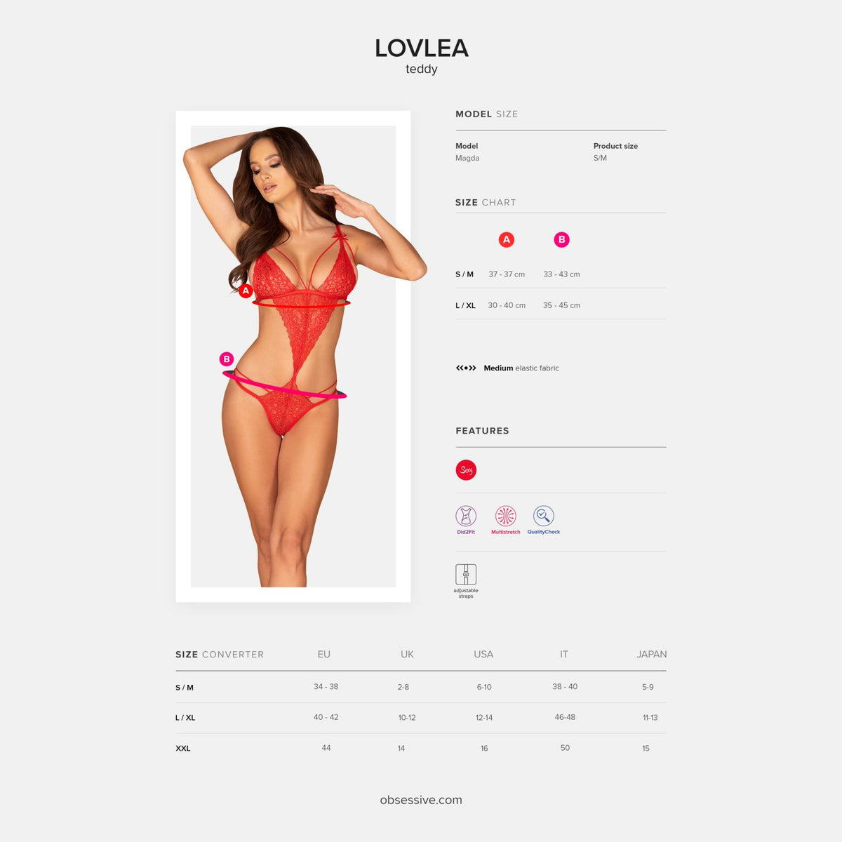 Sexy body perizoma Obsessive Lovlea teddy rosso