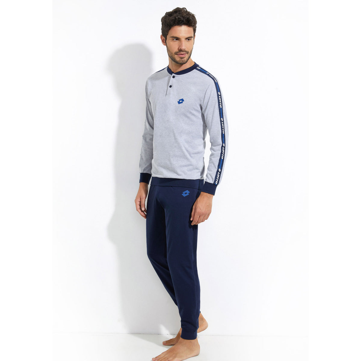 Pigiama uomo cotone leggero sportivo uomo Lotto LP1050 grigio mel.