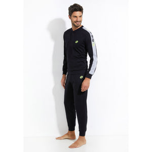 Pigiama uomo a serafino cotone leggero nero Lotto LP1052