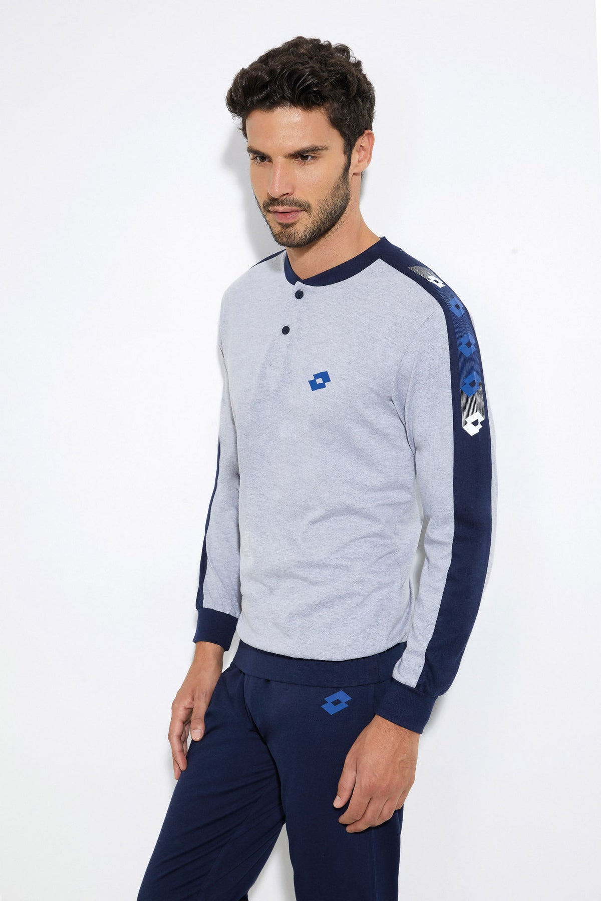 Pigiama uomo Lotto sportivo cotone leggero LP1052 grigio