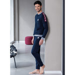 Pigiama uomo Lotto LP4064 in caldo cotone con polsini blu